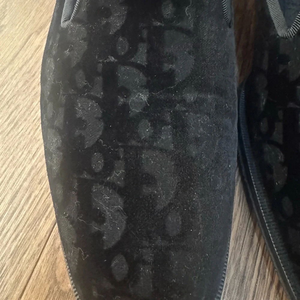 Dior Black Velvet Monogram Slip-On Loafers - Picture 5 of 8